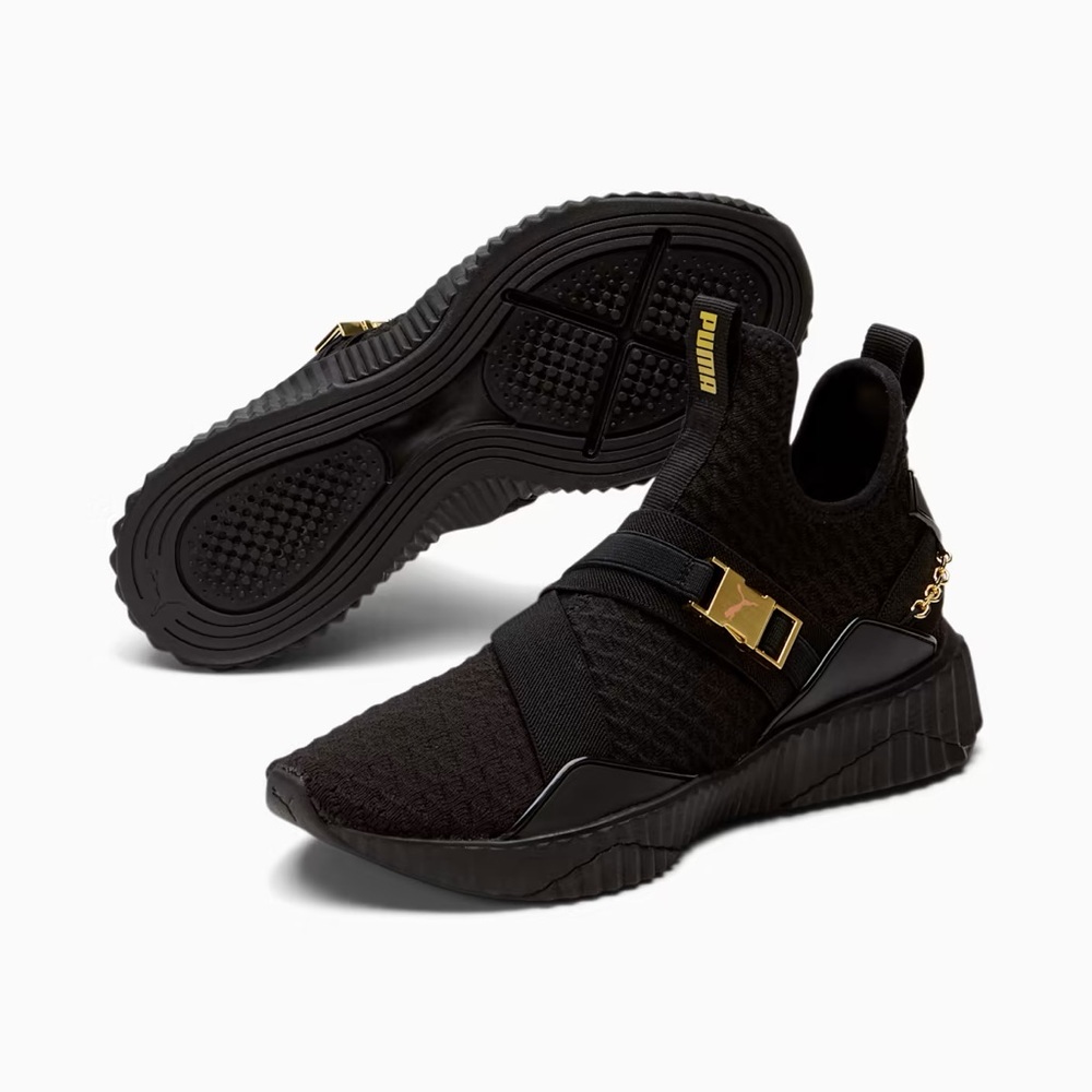 Black and Gold 
Defy Puma Mid Women's Training Shoes